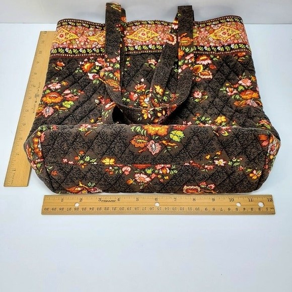 Vera Bradley Chocolat Brown Quilted Cotton Shopper Tote Bag - Picture 9 of 12